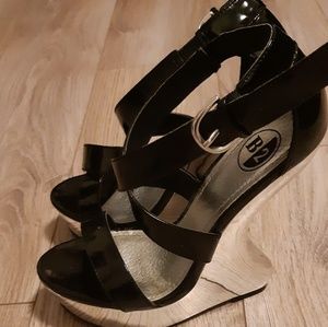 Browns shoes wedge glass heels